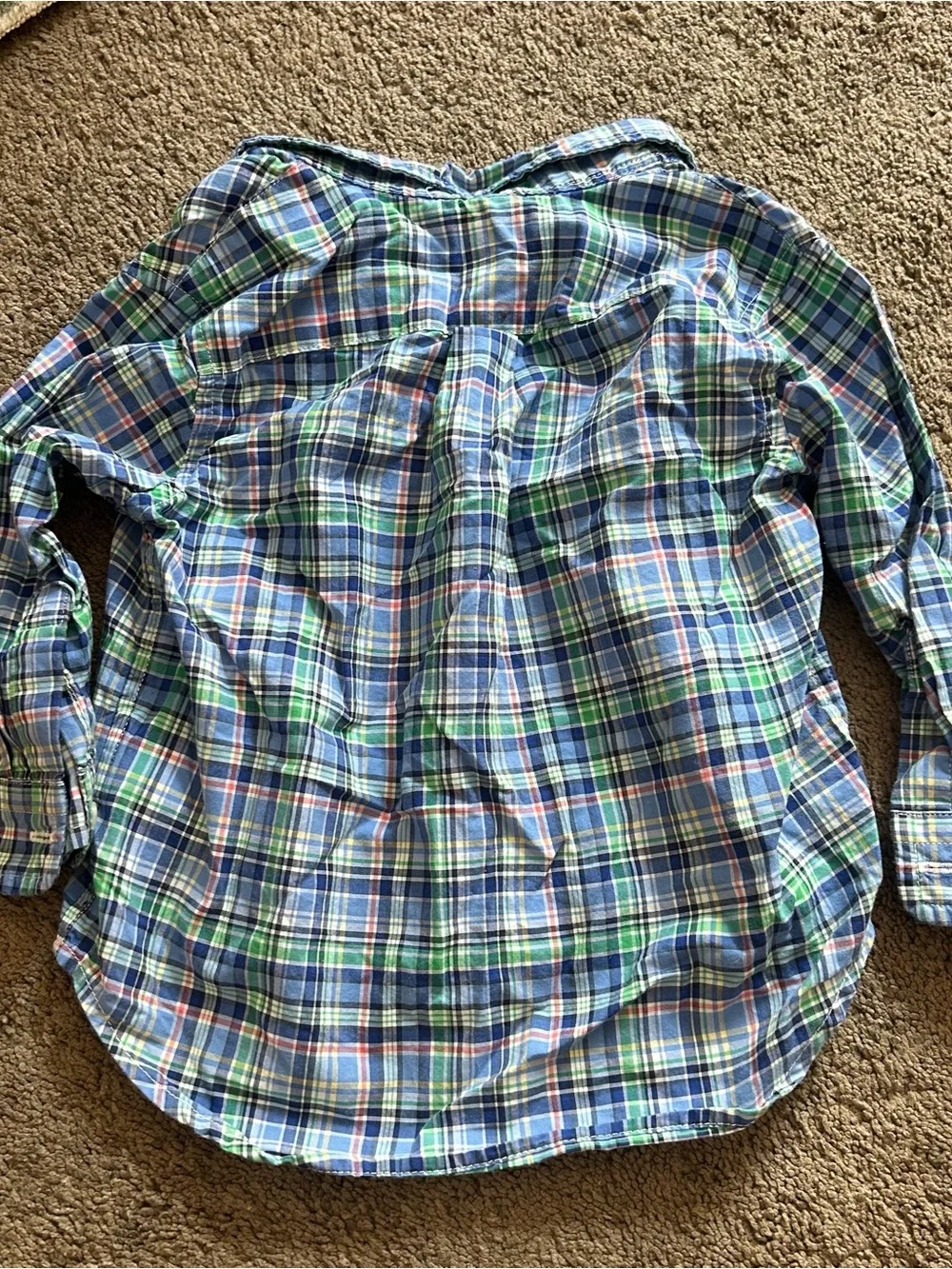 Ralph Lauren Boys' Blue, Green & Navy Plaid Button-Down Shirt